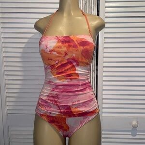 Tommy Bahama  tropical pink Bandeau One-Piece Swimsuit size 4